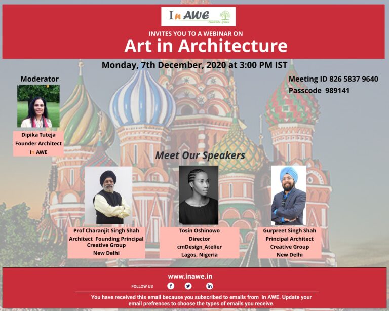 In AWE presents Webinar on Art in Architecture, on 7th December, 2020, at 3pm